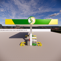 Structure en acier robuste pour station-service, charpente en poutres H soudées, certifiée CE pour station-service