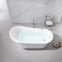 Bañera Acrílica Ovalada Moderna Blanca de 1.7m, de Diseño OEM, con Hidromasaje de Burbujas y Aire, para Uso en Interiores de Hoteles