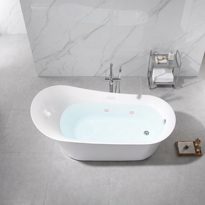 Baignoire autoportante ovale moderne en acrylique blanc de 1,7 m, tendance, OEM, avec massage à bulles et hydro-massage pour usage intérieur en hôtel - Product Image 1