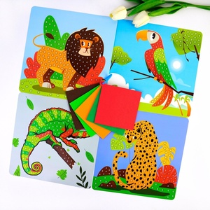 Ensemble de peinture éducatif DIY pour enfants avec autocollants en carton, points circulaires, mosaïque animale 3D stéréoscopique - Product Image 3
