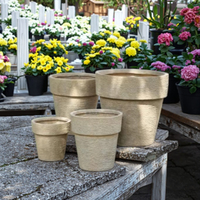 Pot Bunga Meiling Terlaris, Berbagai Warna, Bentuk Persegi, Lapisan Kilap, Untuk Taman Luar Ruangan, Bahan Fiber Clay, Dilengkapi Lubang Drainase
