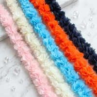 Fleur en dentelle de mousseline colorée de 5 cm, broderie pour vêtements, chapeaux de mariage, décorations, chaussures, accessoires faits main DIY