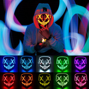 Masques LED lumineux en forme de V de <span class=keywords><strong>loup</strong></span>-<span class=keywords><strong>garou</strong></span> pour Halloween, idéaux pour les adultes et les enfants, parfait pour les jeux de rôle et les soirées mystérieuses, masques EL effrayants - Product Image 1
