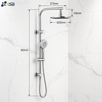 Système de douche mural moderne en laiton à faible teneur en plomb avec double pommeau de pluie, finition plaquée, haute pression et économie d'eau