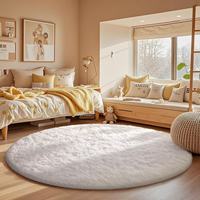 Tapis rond moelleux et shaggy antidérapant, tapis de sol doux à poils longs et épais, tapis circulaire pour salon, chambre d'enfant, décoration intérieure