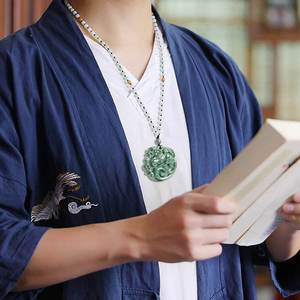หยกธรรมชาติ ปี่เซียะ หยกสีเขียวถั่วลันเตา จี้ห้อยคอ UNISEX สไตล์จีน สัตว์ในตำนาน ของขวัญ พร้อมใบรับรองการประเมิน PX35 - Product Image 4