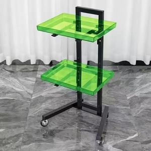 Black 2 Tier Height Adjustable Salon Trolley Silent Rolling Wheels Barber Tool Storage <b>Cart</b> For Hair Nail Beauty Salon SPA Use - Product Image 5