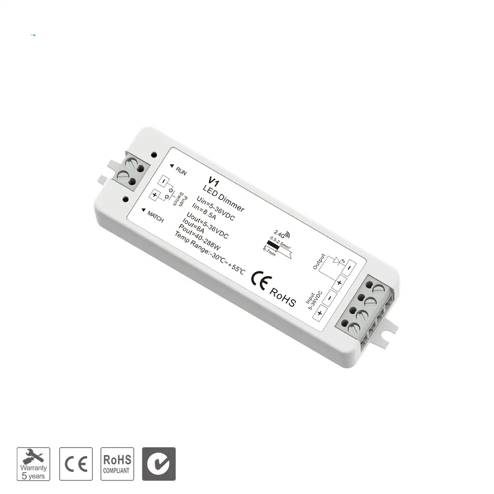 LEDBUILDERS 5-36V डीसी इनपुट CV dimmable एलईडी नियंत्रक पुश-मंद और आरएफ एकल रंग एलईडी पट्टी dimmer