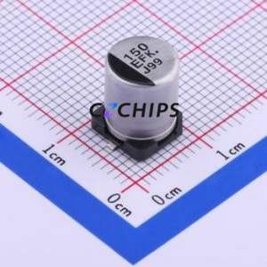 ตัวเก็บประจุแบบอิเล็กโทรไลต์อะลูมิเนียม SMD รุ่น EEEFK1E151GP ขนาด D8xL10.2 มม. 150uF 20% 25V 600mA-100kHz - Product Image 1