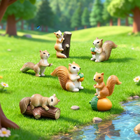 Figurines d'animaux miniatures de dessin animé à faire soi-même, souris et écureuils mignons, mini-artisanat en résine, ornement pour la décoration extérieure du jardin