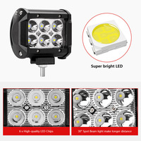 Lampu LED berkendara 18W untuk kendaraan Offroad, untuk truk traktor untuk Jeep ATV UTV kereta Golf perahu Mobil 12V 24V lampu kerja
