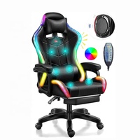 Chaise de jeu d'ordinateur de massage en cuir PU pliable bon marché en gros Chaises de jeu Silla Gamer Racing RVB avec lumières et haut-parleurs