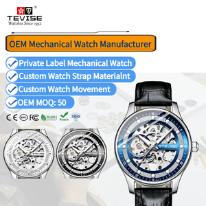 Montre squelette personnalisée TEVISE 836D pour homme, style business, montre automatique, bracelet en cuir, montre mécanique haut de gamme, automatique - Product Image 1