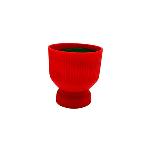 Pot de fleurs romain en plastique à rayures verticales, flocqué, style nordique, pour plantes artificielles de bureau, décoration de salon - Product Image 5