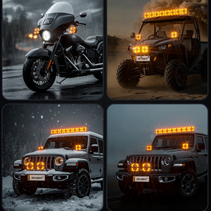 Barre lumineuse de travail <span class=keywords><strong>LED</strong></span> super lumineuse 65W 6000LM pour voiture, camion, SUV, VTT, moto, blanc ambre DRL 12V, projecteur universel - Product Image 2