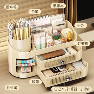 Desktop <b>Storage</b> <b>Box</b> Stationery Pen Holder <b>Drawer</b> Style Multi Functional Organizer For Students And Offices Large Capacity - Product Image 4