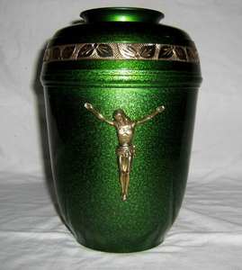 Urna de cremación de mármol verde de estilo europeo, urna funeraria de latón para adultos de hasta 250 libras, hecha de metal duradero - Product Image 2