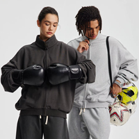 Vente en gros de sweat-shirts à capuche pour hommes, automne-hiver, nouveau modèle 410G, col montant, fermeture éclair, cardigan brossé, chaud, streetwear, logo personnalisé, couleur artisanale