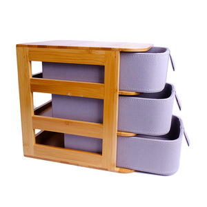 Desktop drawer-style <b>storage</b> box for miscellaneous items, bamboo fabric jewelry and cosmetics <b>storage</b> box, <b>dressing</b> <b>table</b> and - Product Image 2