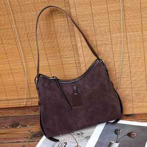 Designer Women Vintage Wine Suede Top Grain Leather Luxury Crossbody <b>Bag</b> Stylish Zippered <b>Messenger</b> Shoulder <b>Bag</b> Winter - Product Image 1