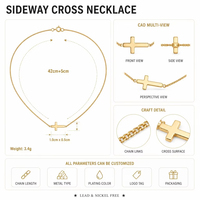 Collier minimaliste en acier inoxydable plaqué or 18 carats avec croix et zircon, design géométrique tendance, chaîne à maillons, cadeau unisexe pour la vie quotidienne