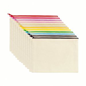 Custom Cotton Canvas DIY Craft Zipper Bags Pouches Pencil <b>Case</b> <b>Makeup</b> Cosmetic Toiletry Stationary Storage - Product Image 1