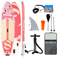 Planche à pagaie gonflable Flamingo de 11' pour femmes, SUP extra large et stable de 33 pouces, épaisseur de 6 pouces, kit de planche à pagaie rose avec motifs