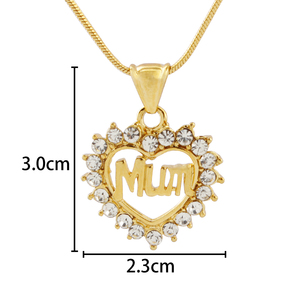 FS High Quality 18K Gold Plated Brass Women's Jewelry Hot Sale Heart <strong>Mum</strong> Pendant Zircon Stone Perfect Fashion Pendants <strong>Charms</strong> - Product Image 6