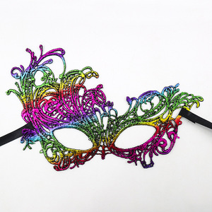 Maschera Esclusiva Fai-da-Te in Pizzo Colorato Senza Struttura per Halloween, Natale, Carnevale, Feste Notturne e Spettacoli - Product Image 4