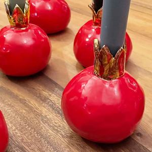Chandelier de Shabbat en céramique de centre de table de décoration de maison <span class=keywords><strong>Yalda</strong></span> personnalisé bougeoir votif grenade rouge et or - Product Image 5