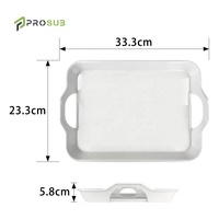 Plateaux de service rectangulaires en plastique blanc personnalisables et imprimables Prosub avec poignées, pour la table et la vaisselle, sublimation