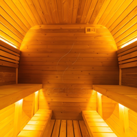 Hachillspa Outdoor Oval Cube Sauna Glastür in voller Länge Premium Schwarzes Schindel dach Thermo Massivholz 4-6 Personen Kapazität