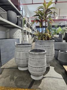 Juego de Macetas Modernas de Hormigón para Exteriores, Jardineras para Plantas y Flores, Estilo Minimalista con Patrón Circular - Product Image 3