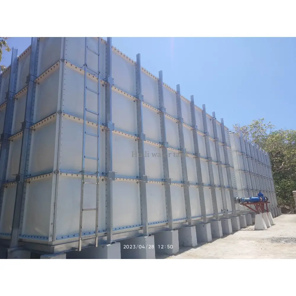 Modüler kesit yalıtımlı fiberglas tankı 10000 20000 50000 litre GRP su deposu bae kuveyt dikdörtgen tankı su