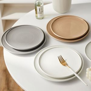 Restaurant Steak <b>Plate</b> Solid Color <b>Ceramic</b> Microwave Safe Round Minimalist Design Flat <b>Plate</b> for Household Use Light <b>Plates</b> - Product Image 3