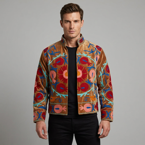 Suzani Embroidered Jacket Best Quality Women's Autumn Winter Floral Hand Embroidered Cotton Suzani Jacket Button Decor Finished - Product Image 1