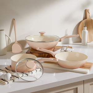 Juego de Utensilios de Cocina Antiadherentes de Cerámica Deslon, Sartén de Aleación de Aluminio, Cacerola, Olla para Leche, Apto para Horno, Juego de Cocina de 4 Piezas - Product Image 1