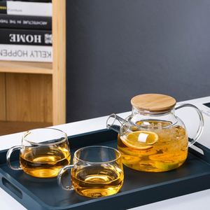 Théière en verre borosilicate de haute qualité, personnalisable, en gros, 1000 ml/1800 ml, avec bec verseur filtrant amovible et couvercle en bambou - Product Image 1