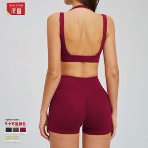 Conjunto Deportivo Disko para Yoga, Cintura Alta, Cuello en V, Sin Costuras, Transpirable, Elástico en Cuatro Direcciones, Ropa Deportiva para Mujer TZ2539 - Product Image 4