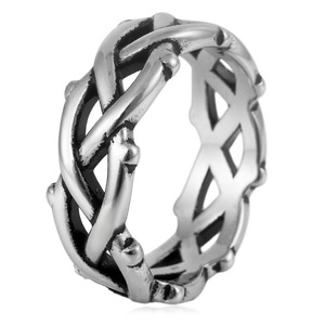 yunnique Thorny Vine Woven <b>Titanium</b> Steel <b>Ring</b> Gold Unisex Fashion Jewelry Gift - Product Image 4