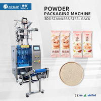 Machine d'emballage verticale automatique multifonctionnelle pour poudres (épices, protéines) avec scellage arrière, alimentation par vis et bouchage pour sacs en papier