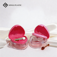 Pot à masque pour les lèvres double couche en forme de cœur MINGLI, base PS, bouchon à clapet, logo personnalisable – Pot à crème hydratante pour les lèvres, boue ou gloss avec spatule