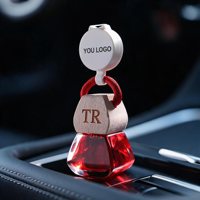 Diffuseur de voiture en verre de luxe fait main, forme polygonale, bouteille transparente, esthétique, idéal pour cadeau, vente en gros, logo personnalisé, corde tressée colorée, coffret cadeau