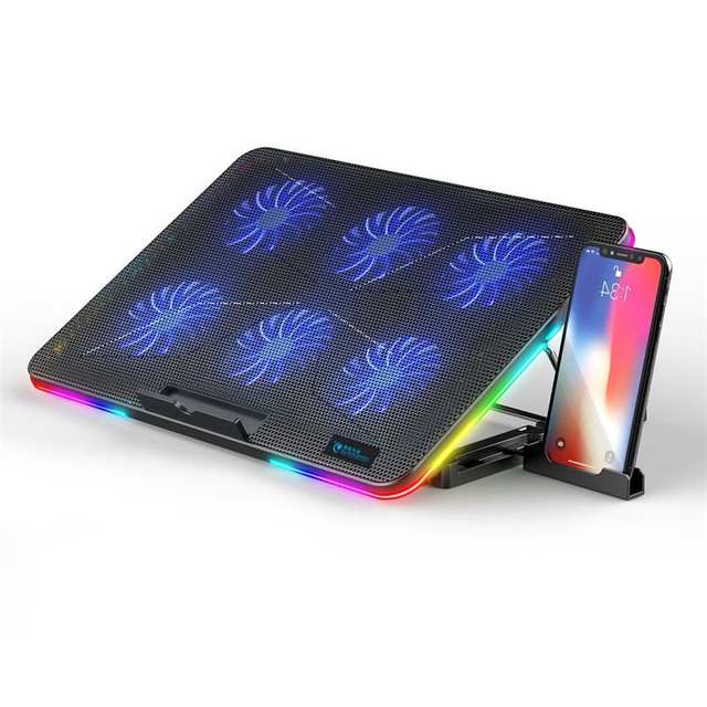 Heavy Duty RGB Multi Angle Adjustment Laptop Cooler Lightweight Foldable 15.6 Inch Laptop Cooling Stand