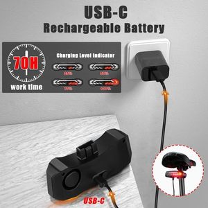 Feu arrière de vélo intelligent LED étanche en ABS rechargeable par USB 2200 mAh avec capteur de vibration et indicateur de freinage - Product Image 6