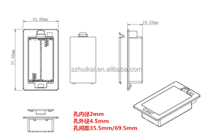 Nhựa <span class=keywords><strong>2</strong></span> AA vuông và vòng Pin trường hợp 4.5V 3V No.5 AA Kích thước di động Bìa Pin chủ với chuyển đổi - Product Image 6