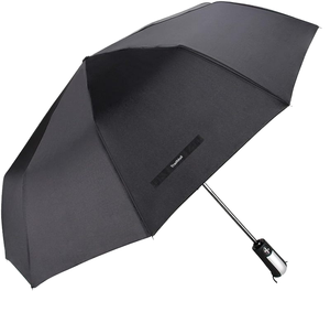 Wholesale Automatic Open 10m/s <b>Windproof</b> Three-Folding <b>Umbrella</b> Black Coating Custom Logo Printing Modern Design Plastic Handle - Product Image 1