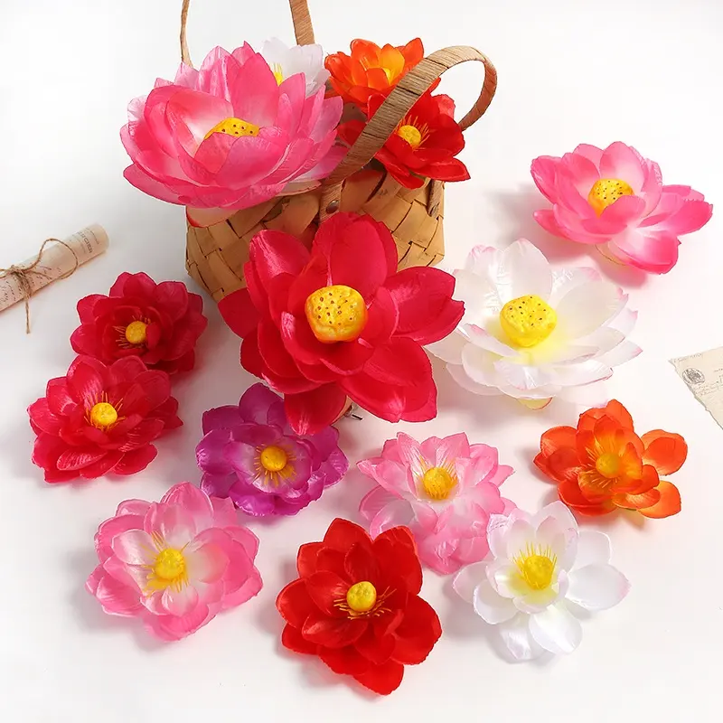 Schöner Preis bunte Lotusblumen kopfs imulation künstliche Blumen dekoration Stoff Seiden blumen hochzeit und Wohnkultur