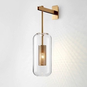Nouveau Style Moderne LED Mur En Verre Lampe Européenne Décor À La Maison Éclairage Cuivre Corps E27 Source De Lumière Lampe - Product Image 5