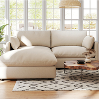 Sofa Modular bentuk L, bahan kain ruang tamu Modern furnitur tiga dudukan